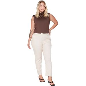 Trendyol Dam normal midja cigarett plus size byxor, sten, 50, STEN Trendyol Dam normal midja cigarett plus size byxor, sten, 50, STEN