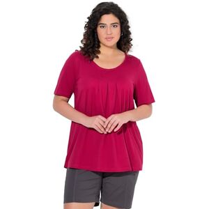 Ulla Popken damer stora storlekar överdimensionerade plus size t-shirt, dekorativa veck, A-linje, rund hals, halv ärm, modal, Mörk hallon, 46-48 Ulla Popken damer stora storlekar överdimensionerade plus size t-shirt, dekorativa veck, A-linje, rund hals, halv ärm, modal, Mörk hallon, 46-48