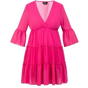 faina Dam Klänning Miniklänning med Volanger 19227011-FA01, PINK, S faina Dam Klänning Miniklänning med Volanger 19227011-FA01, PINK, S