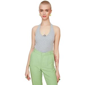 Trendyol Kvinnors grå pith crop stickad blus, S Trendyol Kvinnors grå pith crop stickad blus, S