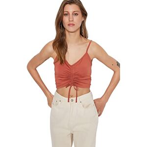 Trendyol Dam Slim Fit Basic V-hals stickad blus, kanel, M, Kanel, M Trendyol Dam Slim Fit Basic V-hals stickad blus, kanel, M, Kanel, M