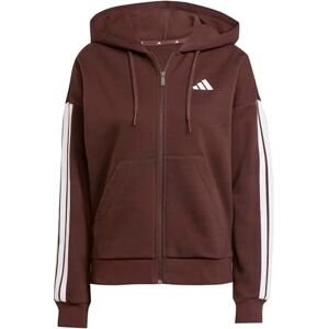 adidas Kvinnor ESSENTIALS 3-STRIPES FULL-ZIP FLEECE HOODIE, shadow brown/white, XS adidas Kvinnor ESSENTIALS 3-STRIPES FULL-ZIP FLEECE HOODIE, shadow brown/white, XS
