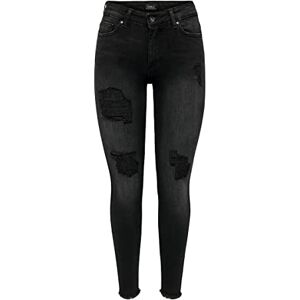 ONLY Female skinny fit jeans ONLBlush Mid Raw Ankle Dest, Tvättad svart, S ONLY Female skinny fit jeans ONLBlush Mid Raw Ankle Dest, Tvättad svart, S