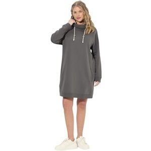 Ulla Popken dam sweatklänning, ståkrage, långärmad, fickklänning, Grafitgrå, 46-48 Ulla Popken dam sweatklänning, ståkrage, långärmad, fickklänning, Grafitgrå, 46-48