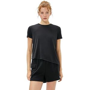 Koton Kvinnor modal mix asymmetrisk crop sport t-shirt, Antracit (998), XL Koton Kvinnor modal mix asymmetrisk crop sport t-shirt, Antracit (998), XL