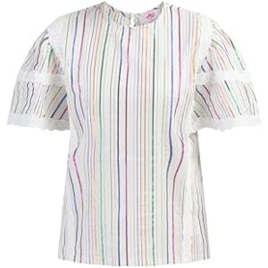 NALLY Damblus med metalliska ränder, Vita flerfärgade ränder, XL NALLY Damblus med metalliska ränder, Vita flerfärgade ränder, XL
