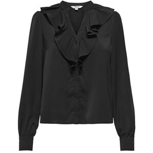 ONLY Endast Onlthalia Life Ls V-hals frill topp WVN, svart, S ONLY Endast Onlthalia Life Ls V-hals frill topp WVN, svart, S