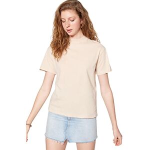 Trendyol Dam basic normal standard rundhalsad stickad T-shirt, röd-beige, XL Trendyol Dam basic normal standard rundhalsad stickad T-shirt, röd-beige, XL