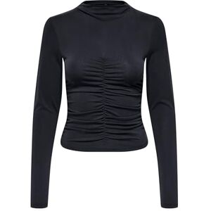 ONLY Onlhannah L/S Ruching Top JRS, svart, XL ONLY Onlhannah L/S Ruching Top JRS, svart, XL