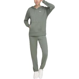 DKNY Kanga huvtröja för kvinnor, sweatshirt med huva, Anka grön, L DKNY Kanga huvtröja för kvinnor, sweatshirt med huva, Anka grön, L