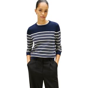 Tommy Hilfiger CO-tröja dam FINE GG LS C-NK SWT WW0WW44984 pullover tröja, blå (Dark Night Navy/Calico Multi STP), L, Blå (mörk natt marinblå/Calico Multi Stp), L Tommy Hilfiger CO-tröja dam FINE GG LS C-NK SWT WW0WW44984 pullover tröja, blå (Dark Night Navy/Calico Multi STP), L, Blå (mörk natt marinblå/Calico Multi Stp), L