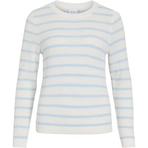 Vila Vidalo O-hals L/S randig stickad topp – Noos, vit alysum, M Vila Vidalo O-hals L/S randig stickad topp – Noos, vit alysum, M