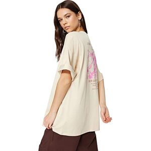 Trendyol Dam överdimensionerad bas stickad T-shirt med rund hals, Rock, M, sten, M Trendyol Dam överdimensionerad bas stickad T-shirt med rund hals, Rock, M, sten, M