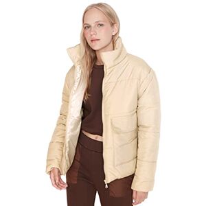Trendyol Dam långärmad mandarinkrage vinterjacka puffert, Beige, XS Trendyol Dam långärmad mandarinkrage vinterjacka puffert, Beige, XS