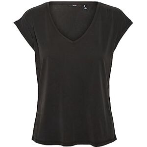 VERO MODA Filli kortärmad V-ringad t-shirt, svart, M VERO MODA Filli kortärmad V-ringad t-shirt, svart, M