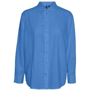 VERO MODA VMLINN LS skjorta WVN NOOS, Marina/detalj: melerad, M VERO MODA VMLINN LS skjorta WVN NOOS, Marina/detalj: melerad, M