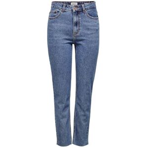 ONLY Jeans med rak passform för kvinnor ONLEMILY hög midja rakt skurna jeans, Blå (Dark Blue Denim), 30W / 32L ONLY Jeans med rak passform för kvinnor ONLEMILY hög midja rakt skurna jeans, Blå (Dark Blue Denim), 30W / 32L