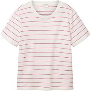 TOM TAILOR dam-t-shirt med ränder, 31726 – offwhite pink stripe, XS TOM TAILOR dam-t-shirt med ränder, 31726 – offwhite pink stripe, XS