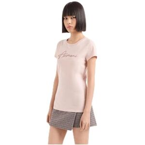 Giorgio Armani dam Sustainable, Slim Fit, Italics Front Logo T-shirt, Mjölkstans, XL Giorgio Armani dam Sustainable, Slim Fit, Italics Front Logo T-shirt, Mjölkstans, XL