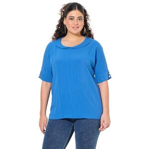 Ulla Popken damer stora storlekar överdimensionerade plus size linnemix blus med sjalkrage, Bensinblå, 46-48 Ulla Popken damer stora storlekar överdimensionerade plus size linnemix blus med sjalkrage, Bensinblå, 46-48