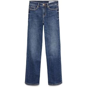VERO MODA Female Raight Fit VMFLASH Mid Rise rakt skurna jeans, Mörkblå denim, M / 32L VERO MODA Female Raight Fit VMFLASH Mid Rise rakt skurna jeans, Mörkblå denim, M / 32L
