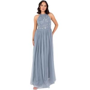 Maya Deluxe Dam maxiklänning dam halterneck ärmlös blommig sequin broderad tyll A-linje brudklänning med bollben, puderblå 42, Dammig blå, 36 Maya Deluxe Dam maxiklänning dam halterneck ärmlös blommig sequin broderad tyll A-linje brudklänning med bollben, puderblå 42, Dammig blå, 36