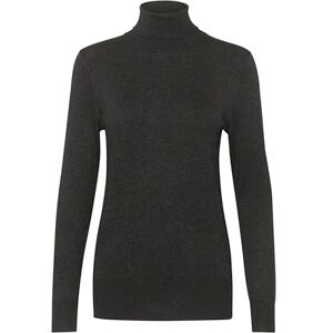 KAFFE Kvinnors rullneck T-shirt långärmad smal passform hip längd band kanter, Mörkgrå melange, XXL KAFFE Kvinnors rullneck T-shirt långärmad smal passform hip längd band kanter, Mörkgrå melange, XXL