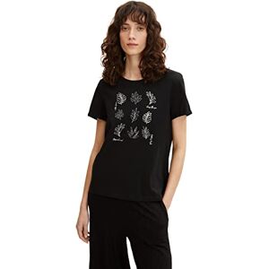 TOM TAILOR Damer T-shirt med tryck 1030418, 14482 Deep Black, XXS TOM TAILOR Damer T-shirt med tryck 1030418, 14482 Deep Black, XXS