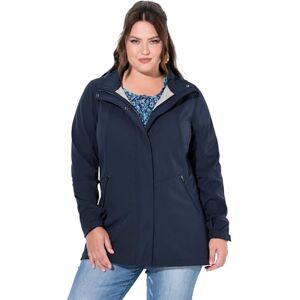 Ulla Popken Dam Hyprar Softshell-lång jacka, vattentät, A-linje, huvjacka, marinblå, 42-44 Ulla Popken Dam Hyprar Softshell-lång jacka, vattentät, A-linje, huvjacka, marinblå, 42-44
