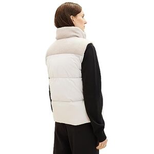 TOM TAILOR quiltad väst för kvinnor med stickad insats och ståkrage, 16339-moln grå, L TOM TAILOR quiltad väst för kvinnor med stickad insats och ståkrage, 16339-moln grå, L
