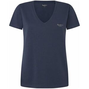 Pepe Jeans dam Fiore V-hals, t-shirt, blå, XL, Blå (tvättad marinblå), XL Pepe Jeans dam Fiore V-hals, t-shirt, blå, XL, Blå (tvättad marinblå), XL