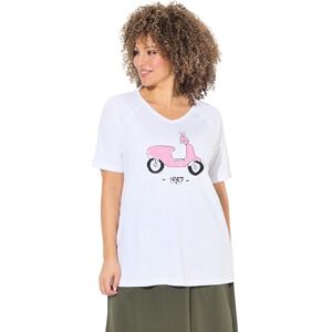 Ulla Popken damer stora storlekar överdimensionerade plus size skjorta med vespa tryck, raglan, Snövit, 46-48 Ulla Popken damer stora storlekar överdimensionerade plus size skjorta med vespa tryck, raglan, Snövit, 46-48