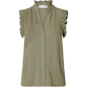 SELECTED FEMME Damtopp med volanger ärmlös, Vetiver, 38 SELECTED FEMME Damtopp med volanger ärmlös, Vetiver, 38