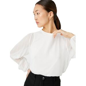 Koton Dam veckad ärm crew neck chiffongblus, Off White (001), 40 Koton Dam veckad ärm crew neck chiffongblus, Off White (001), 40