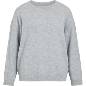 Vila Viliga L/S O-hals stickad topp – Noos, Ljusgrå melange, XL Vila Viliga L/S O-hals stickad topp – Noos, Ljusgrå melange, XL