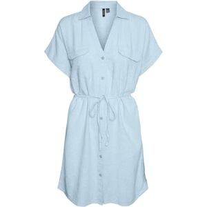 VERO MODA VMLINN SS kort skjorta klänning WVN NOOS, Airy blå/detalj: melerad, S VERO MODA VMLINN SS kort skjorta klänning WVN NOOS, Airy blå/detalj: melerad, S