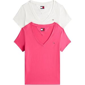 Tommy Jeans dam S/S T-shirt, Multi (Ecru/juvel rosa), XXS Tommy Jeans dam S/S T-shirt, Multi (Ecru/juvel rosa), XXS