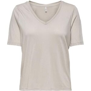 ONLY Dam Onlelise S/S V-hals topp JRS T-shirt, Moonbeam, M ONLY Dam Onlelise S/S V-hals topp JRS T-shirt, Moonbeam, M