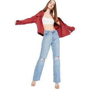 Trendyol Dam Blue Torn Detailed High Waist Wide Leg Jeans, blå, 42 SE Trendyol Dam Blue Torn Detailed High Waist Wide Leg Jeans, blå, 42 SE