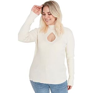 Trendyol Dam hög hals vanlig plusstorlek tröja sweatshirt, Ecru, 4XL, Ecru Trendyol Dam hög hals vanlig plusstorlek tröja sweatshirt, Ecru, 4XL, Ecru