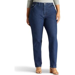 Lee Dam plus size avslappnad passform elastisk midja jeans, Mörk indigo, 28W Tall/L Lee Dam plus size avslappnad passform elastisk midja jeans, Mörk indigo, 28W Tall/L