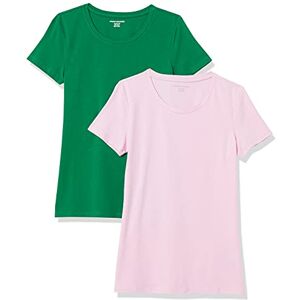 Amazon Essentials dam klassisk passform kortärmad rund hals t-shirt, paket med 2, grön/ljusrosa, X-Large Amazon Essentials dam klassisk passform kortärmad rund hals t-shirt, paket med 2, grön/ljusrosa, X-Large