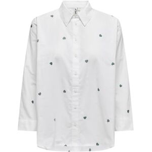 ONLY Onlnew Lina Grace Ls Emb Shirt Noos WVN långärmad blus, Ljus vit/aop: sagebrush hjärta, S ONLY Onlnew Lina Grace Ls Emb Shirt Noos WVN långärmad blus, Ljus vit/aop: sagebrush hjärta, S
