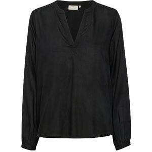 KAFFE Kvinnors blus V-Notch Neck långärmad avslappnad passform med knappar, Svart djup, 44 KAFFE Kvinnors blus V-Notch Neck långärmad avslappnad passform med knappar, Svart djup, 44
