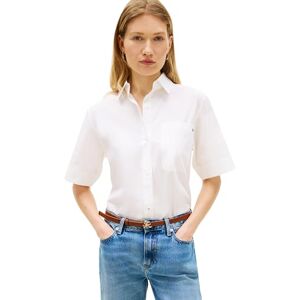 Tommy Hilfiger kvinnors Ess Poplin Ss tröjor WW0WW48899, vit, L Tommy Hilfiger kvinnors Ess Poplin Ss tröjor WW0WW48899, vit, L