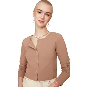 Trendyol Dam crop stickad blus med N-stift blus, mink, S Trendyol Dam crop stickad blus med N-stift blus, mink, S