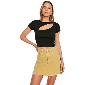 Trendyol Dam anpassad standard asymmetrisk krage vävd blus, Svart, M Trendyol Dam anpassad standard asymmetrisk krage vävd blus, Svart, M