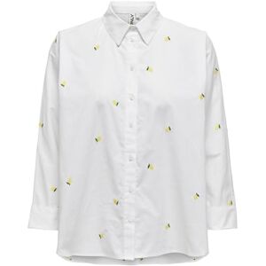 ONLY Onlnew Lina Grace Ls Emb Shirt Noos WVN långärmad blus, ljus vit/AOP: citron, M, Ljus vit/apo: citron, M ONLY Onlnew Lina Grace Ls Emb Shirt Noos WVN långärmad blus, ljus vit/AOP: citron, M, Ljus vit/apo: citron, M