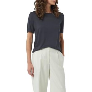 Comma T-shirt av stickad jersey med ribbdetaljer, marinblå, 46 Comma T-shirt av stickad jersey med ribbdetaljer, marinblå, 46