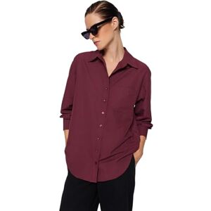 Trendyol damer raka långa ärmar plus size skjorta, Mörk vinröd, 38/Stor Trendyol damer raka långa ärmar plus size skjorta, Mörk vinröd, 38/Stor